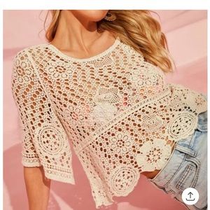 Crochet Bell Sleeve Top O/S